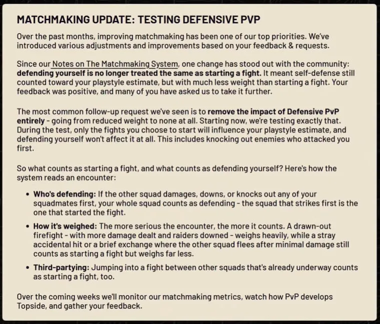 New matchmaking system explained