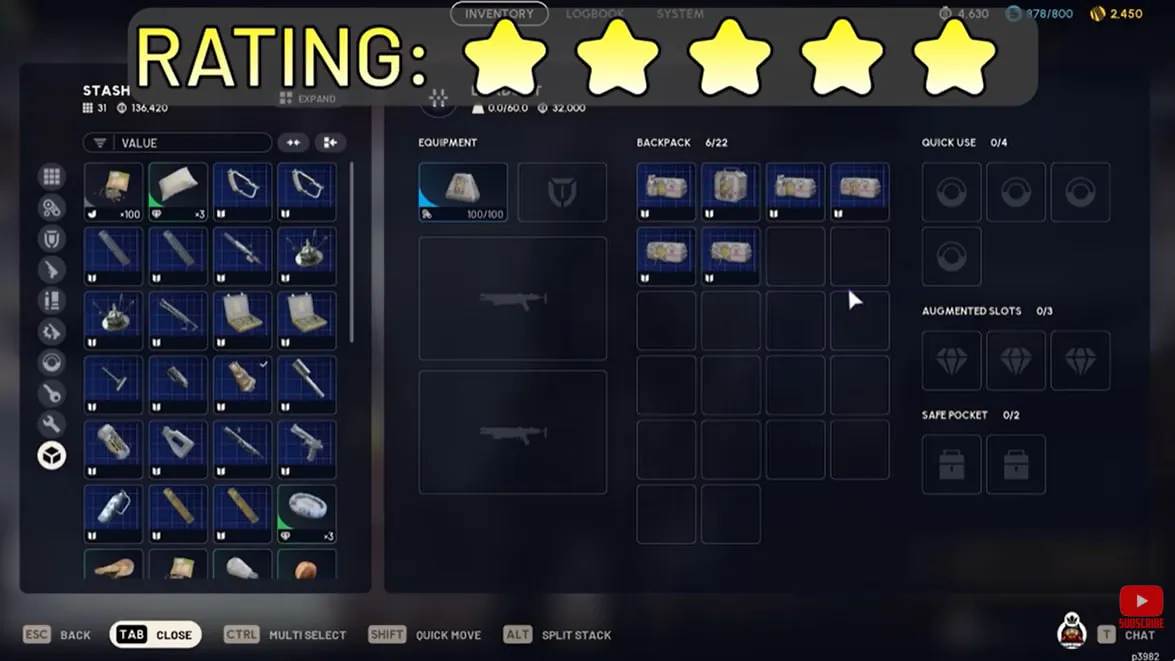 Reception loot run results